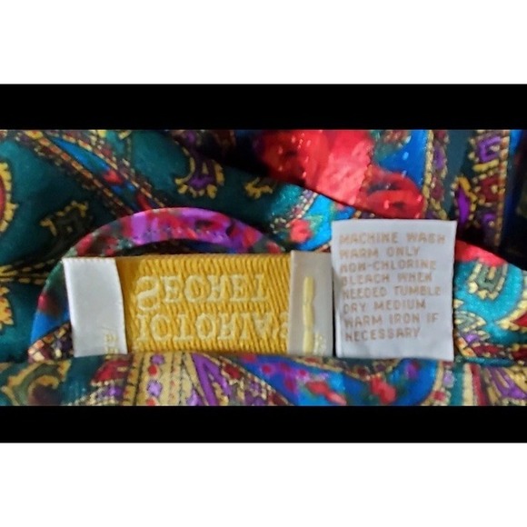 Vintage Gold Label Victoria's Secret Short Robe Large Rose Floral Paisley Jewel - Picture 6 of 7